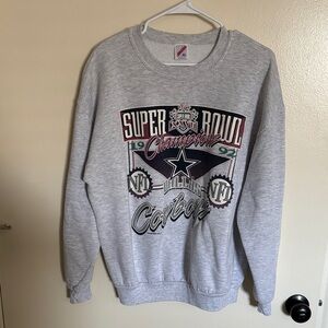 Jerzees Gray Super Bowl Cowboys Crewneck Sweater